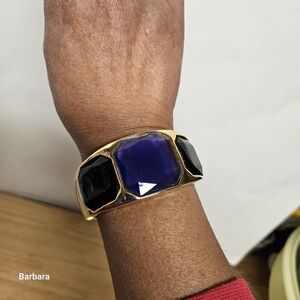 Purple and Black Acrylic Gold Statement Hinged Bracelet